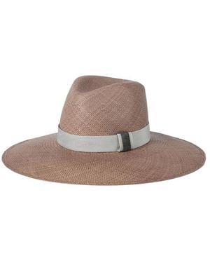 Brunello Cucinelli Leather-Band Straw Fedora - Brown