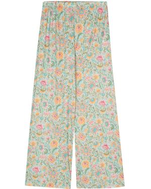 Louise Misha Floral Straight Trousers - Blue