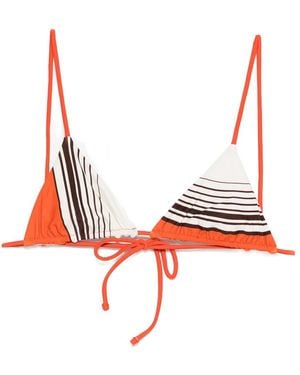 SIR. Destino Striped-Pattern Triangle Bikini Top - Red