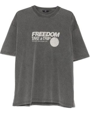 7 For All Mankind Graphic-Print Crew-Neck T-Shirt - Grey