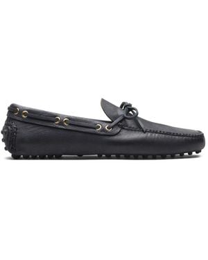 Car Shoe Lace-Up Leather Boat Shoes - Blue