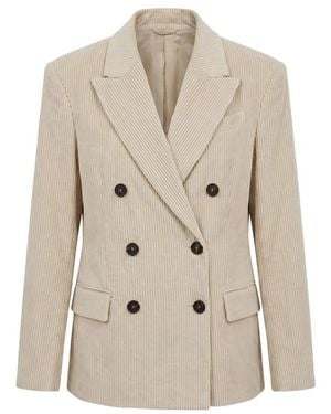 Brunello Cucinelli Double-Breasted Corduroy Blazer - Natural