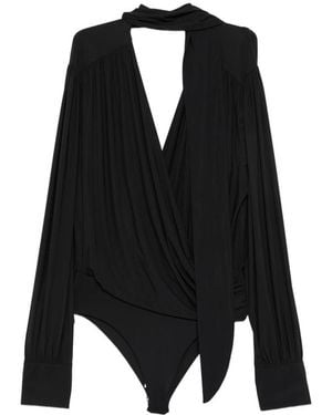 Amazuìn Keila Draped Wrap-Style Body Suit - Black