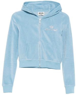 Sporty & Rich Hoodie Cropped Velour - Blue