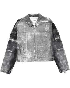 Purple Brand Carpenter Palms Patterned Zip Jacket - Grey
