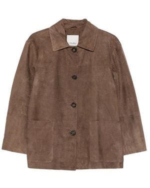 Max Mara Smmastrale Button-Fastening Leather Jacket - Brown