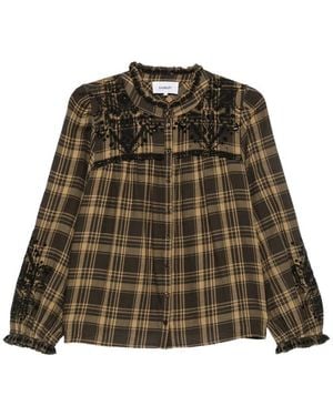 Ba&sh Kaela Embroidered Checked Blouse - Green
