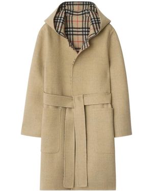 Burberry Single-Breasted Coat Hampshire Wool - Natural