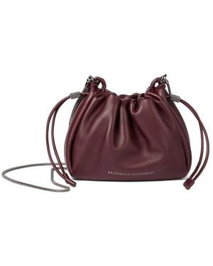Brunello Cucinelli Mellow Mini Drawstring Bucket Bag - Purple