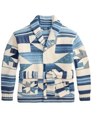 Polo Ralph Lauren Patchwork Belted Cardigan - Blue