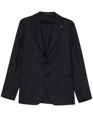 Tagliatore Notched-Lapel Patch-Pocket Blazer - Black