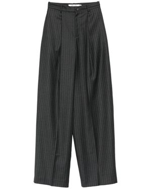AYA MUSE Pinstripe-Print Pleated Pants - Gray