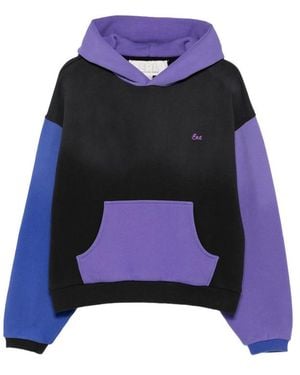 ERL Colour-Block Logo-Patch Hoodie - Blue