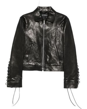 Ann Demeulemeester Long-Sleeve Leather Jacket - Black