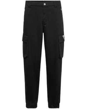 Philipp Plein Greatness Embroidered Cargo Trousers - Black