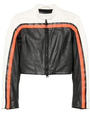 Balenciaga Logo-Print Cropped Jacket - Black