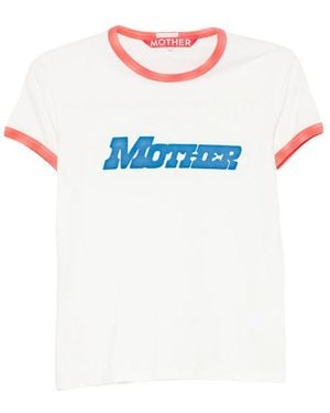 Mother Logo-Print Ringer T-Shirt - White