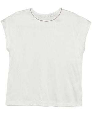 Panicale Embellished-Detail Round-Neck Blouse - White