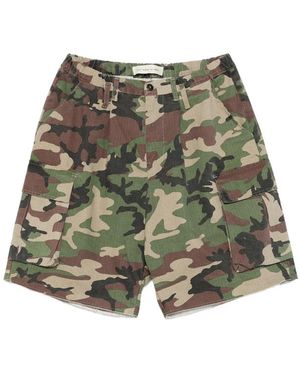 Stay Human On Earth Camouflage-Pattern Cargo Shorts - Green