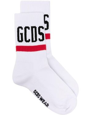 Gcds Intarsia-Logo Crew Socks - White