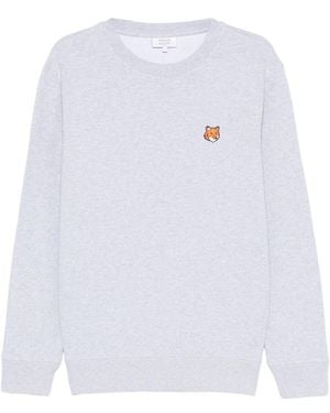 Maison Kitsuné Fox-Motif Crew-Neck Sweatshirt - White