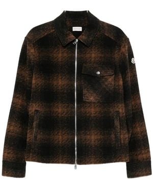 Moncler Check-Pattern Zip-Up Overshirt - Black
