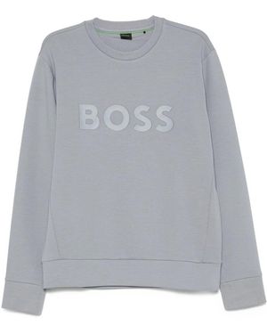 BOSS Logo-Embellished Crew-Neck Sweatshirt - Grey