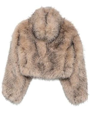 ROTATE BIRGER CHRISTENSEN Faux-Fur Cropped Jacket - Natural