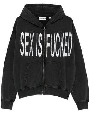 Carne Bollente Slogan-Print Zip-Up Hoodie - Black