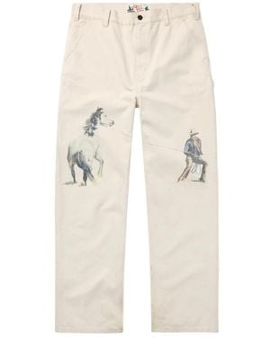 One Of These Days If Not For The Rest Of Time Graphic-Print Trousers - Natural