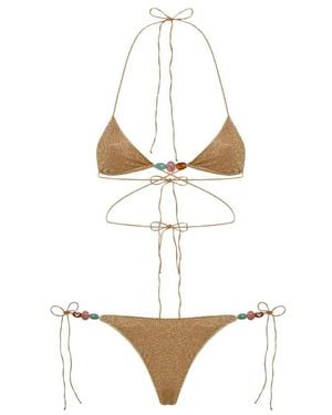 Oséree Lumiere Bead-Embellished Bikini - White