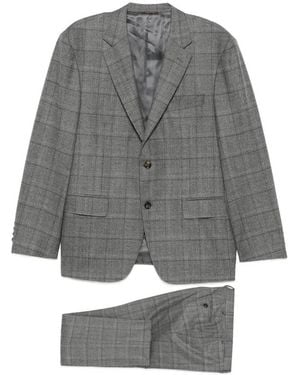 Canali Check-Pattern Single-Breasted Suit - Grey