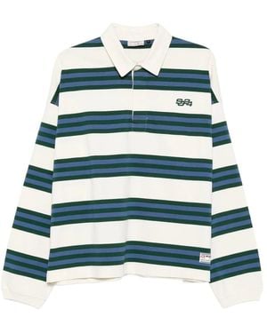 SUMMER GAMES Striped Long-Sleeve Polo Shirt - Blue