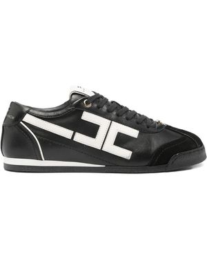 スニーカー ELISABETTA FRANCHI Leather sneakers with logo Elisabetta Franchi Logo-Embroidered Leather Sneakers in