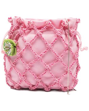 Rosantica Selene Marea Beaded Appliqué Cross Body Bag - Pink