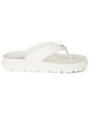 Prada Logo-Plaque Flip Flops - White