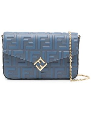 Fendi Ff Diamonds Clutch Bag - Blue