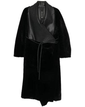 Blancha Leather-Panelled Shearling Coat - Black