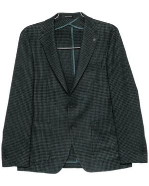 Tagliatore Houndstooth-Pattern Blazer - Green