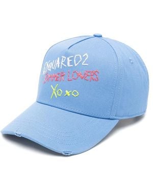 DSquared² Logo-Embroidered Cap - Blue