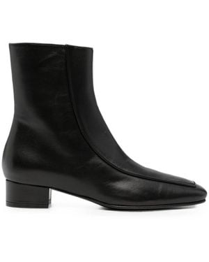 Herbert Levine Shadow Ban Square-Toe Leather Ankle Boots - Black