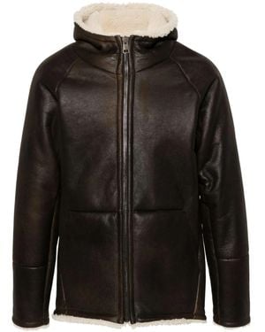 Eraldo Hooded Leather Jacket - Black