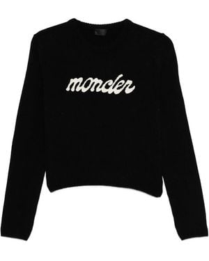 Moncler Logo-Embroidered Wool Jumper - Black