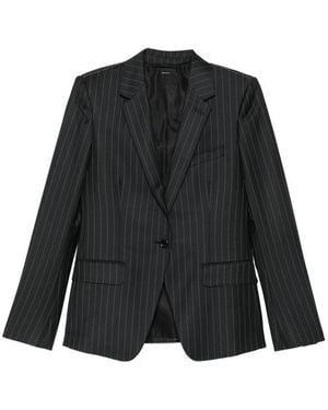 Tom Ford Pinstripe-Pattern Single-Breasted Blazer - Black