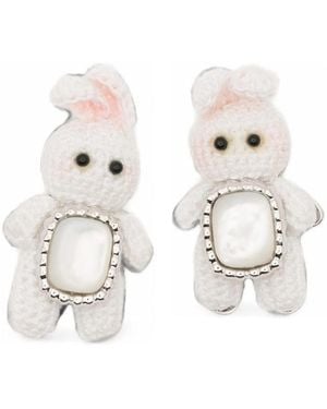 YVMIN Bunny-Motif Sterling Earrings - White