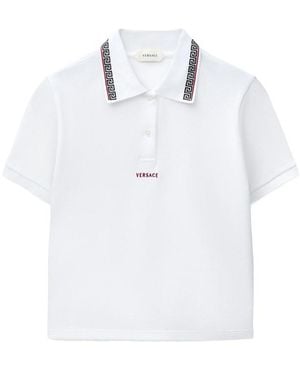 Versace Embroidered-Logo Cotton Piqué Polo - White