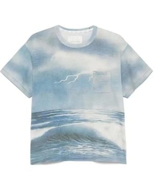 ERL Landscape-Print T-Shirt - Blue