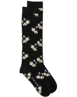 Stine Goya Chaussettes À Fleurs En Intarsia - Black