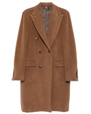 Canali Double-Breasted Peak-Lapel Coat - Brown