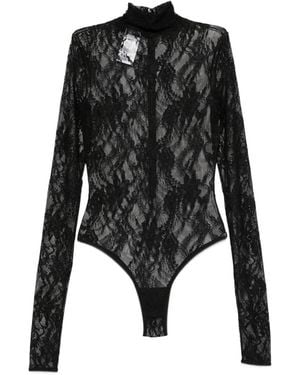 ANDAMANE Ziggy Lace-Patterned High-Neck Bodysuit - Black